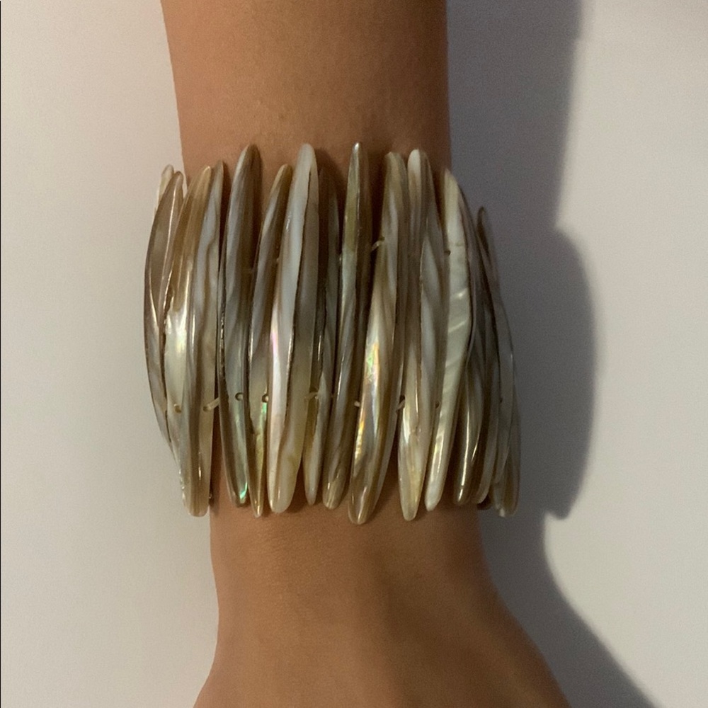 Vintage Mother of Pearl Large Shell Cuff Bracelet